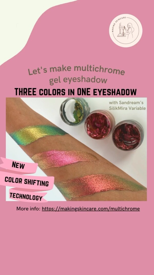 Let’s create vibrant, mesmerising, multi-chromatic gel eyeshadow. Each of these color changing gel eyeshadows reflects three different colors depending on the viewing angle - side, straight on, etc., More info: https://makingskincare.com/multichrome/ multichromeeyeshadow colorshifteyeshadow silikmira diyeyeshadow